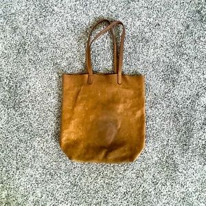 BAGGU Distressed Brown Leather Tote Bag